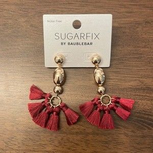 NEW Sugarfix Baublebar Red Tassel Dangle Earrings